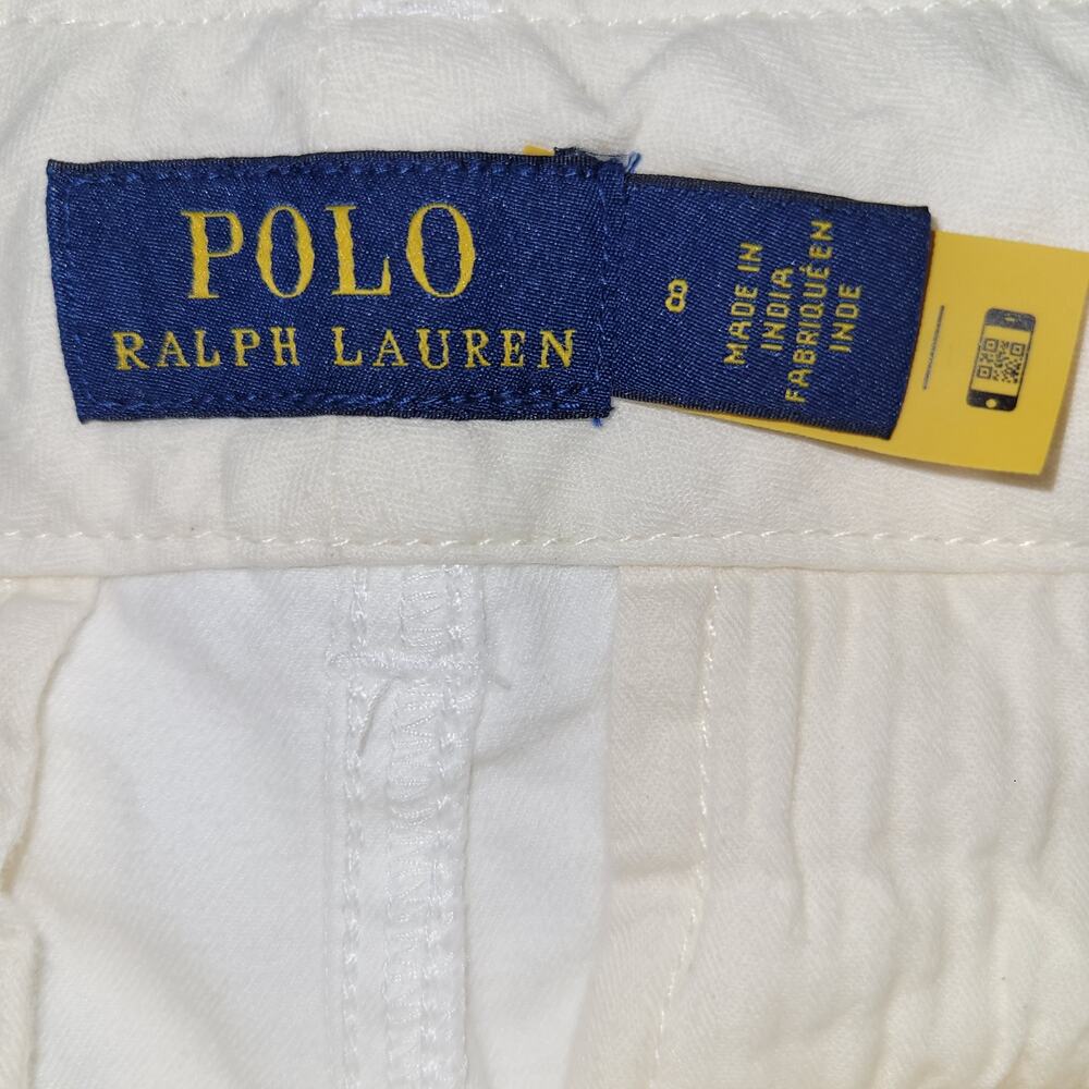 Polo Ralph Lauren Wide Leg Cropped Pants High Rise Ivory Preppy Coastal Sz 8 - Picture 10 of 12
